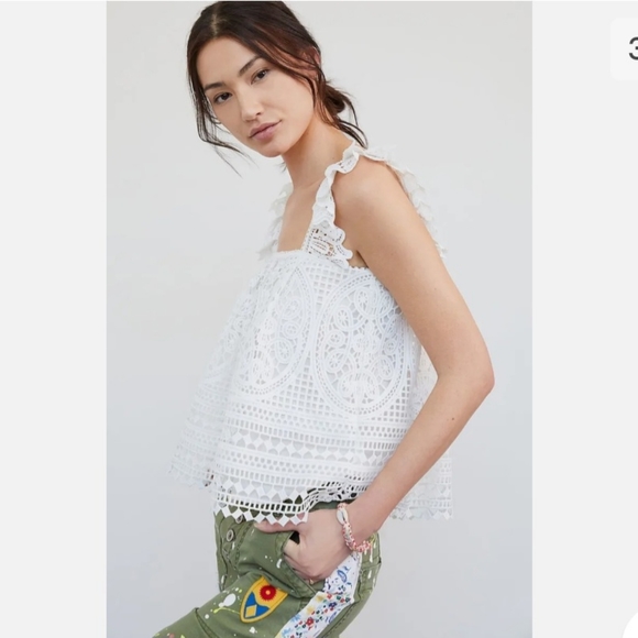 ANTHROPOLOGIE RUFFLED LACE TANK TOP - Picture 8 of 15